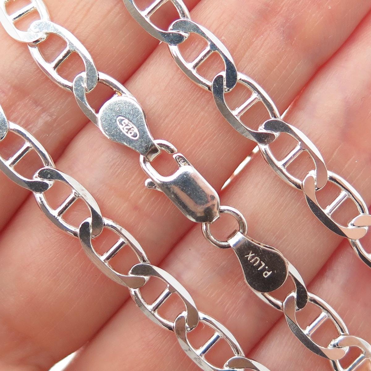 P. LUX 925 Sterling Silver Vintage Italy Anchor Mariner Chain