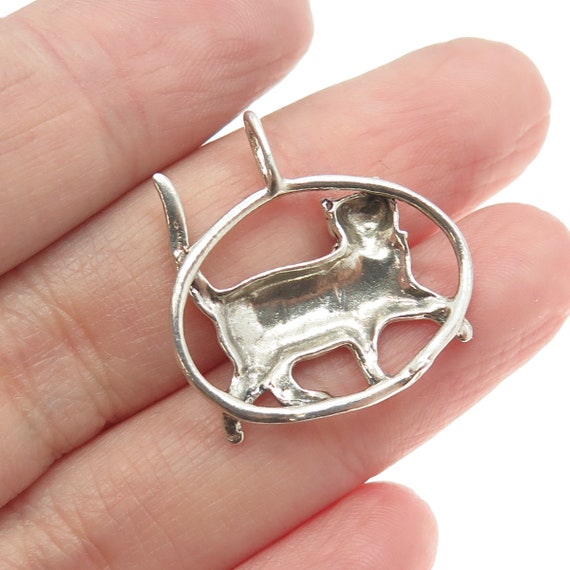 925 Sterling Silver Vintage Cat / Kitty Pendant - image 2