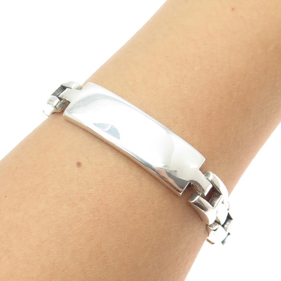 925 Sterling Silver Vintage ID Panther Link Heavy Bracelet 8