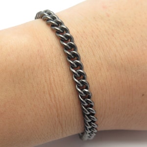 925 Sterling Silver Vintage Oxidized Cable Link Bracelet 7.75&quot;