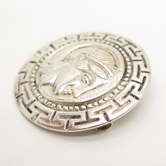800 Silver Vintage Greek Theme Pin Brooch - image 6