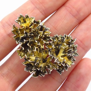925 Sterling Silver Gold Plated Vintage Denmark Flora Danica Parsley Pin Brooch