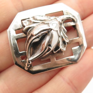 925 Sterling Silver Vintage Floral Design Pin Brooch
