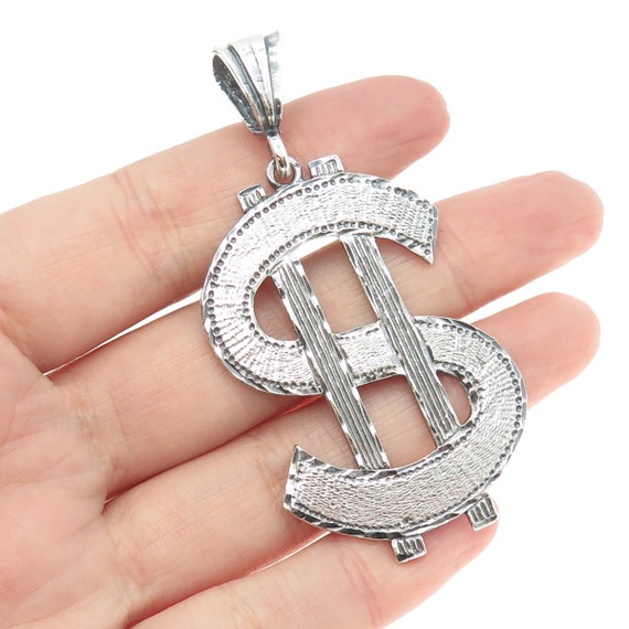 925 Sterling Silver Vintage Dollar Sign Pendant