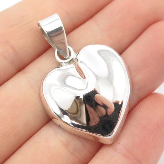 925 Sterling Silver Vintage Mexico Heart Pendant - image 1