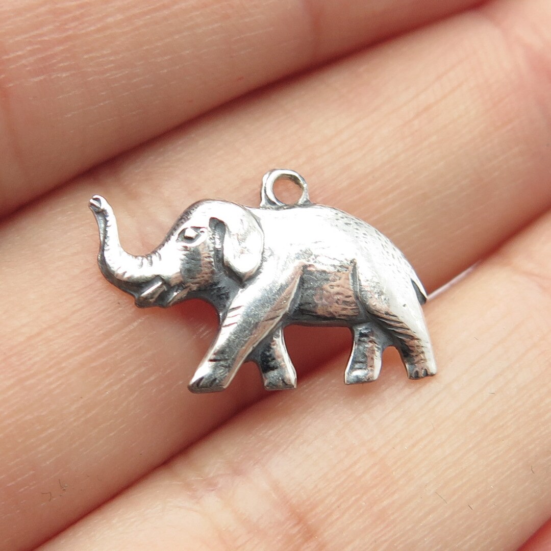 925 Sterling Silver Vintage Elephant for Good Luck Charm Pendant Etsy