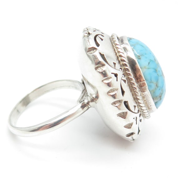925 Sterling Silver Vintage Mexico Faux Turquoise… - image 6