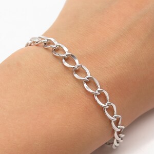 925 Sterling Silver Vintage Cable Link Bracelet 6.75&quot;