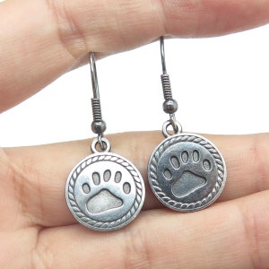 925 Sterling Silver Vintage Boyd&#39;s Bears Paw Dangling Drop Hook Earrings