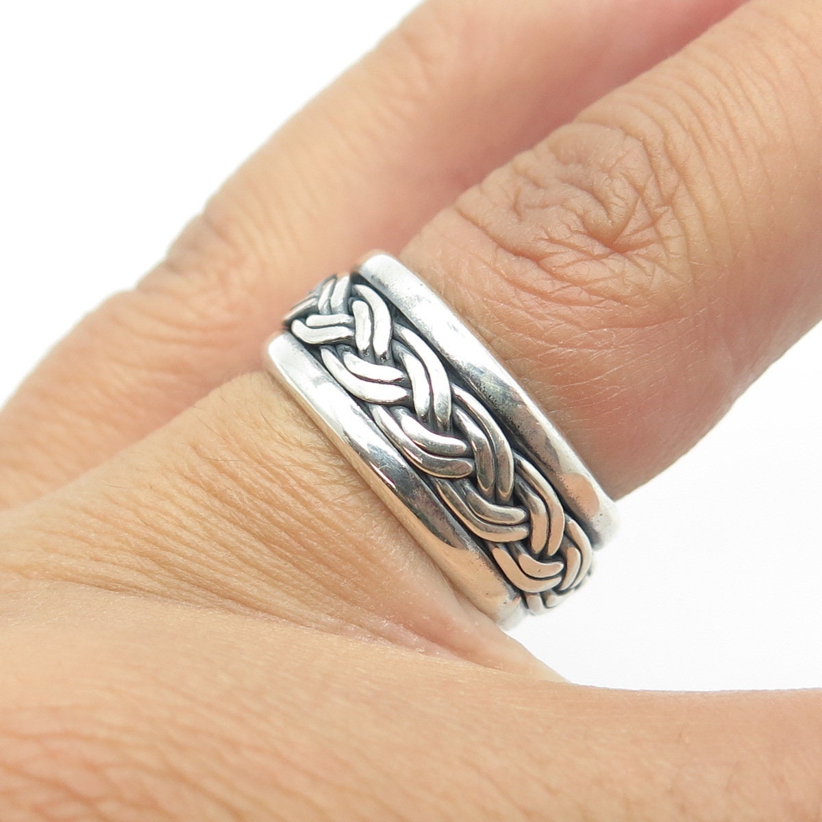 流行に  925 Sterling Silver Vintage Mexico Woven Rotating Band アクセサリー