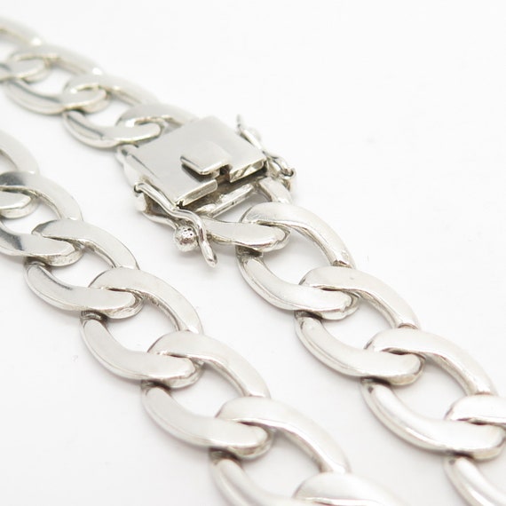 850 Silver Vintage Cuban Chain Necklace 19" - image 4