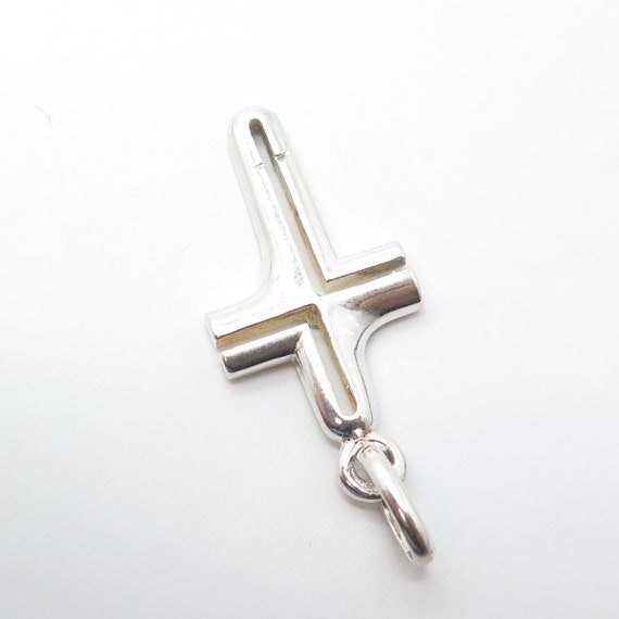 925 Sterling Silver Vintage Cross Modernist Penda… - image 6