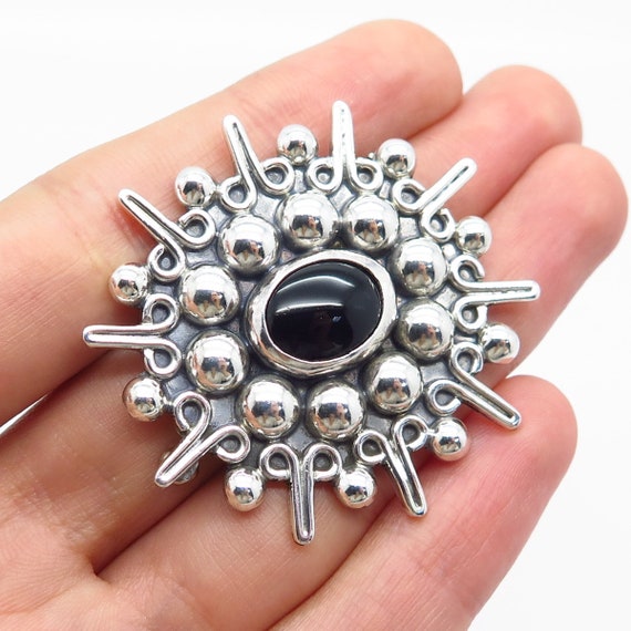 925 Sterling Silver Vintage Mexico Carsi Black On… - image 1