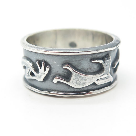 925 Sterling Silver Vintage Kokopelli Tribal Band… - image 3