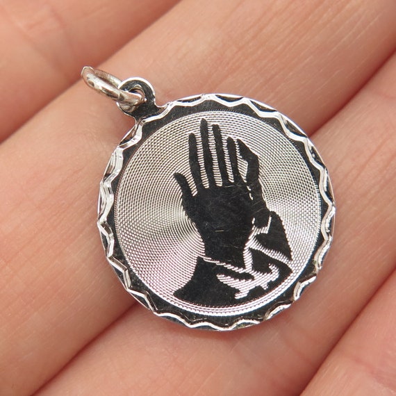 Silver 925 Pray Hand ＆Old school Chain 925 Sterling Silver Vintage Satin Finish Hands in Prayer