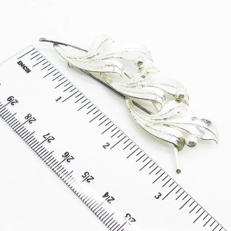 925 Sterling Silver Vintage Fostner Leaf Branch Design Pin Brooch image 4