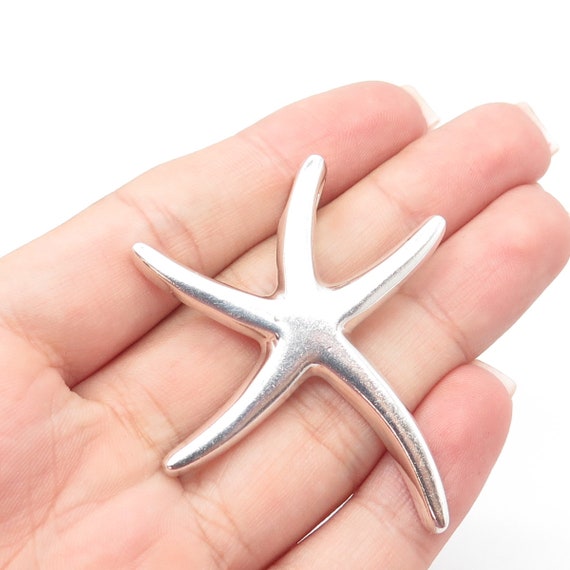 925 Sterling Silver Vintage Starfish Slide Pendant - image 1