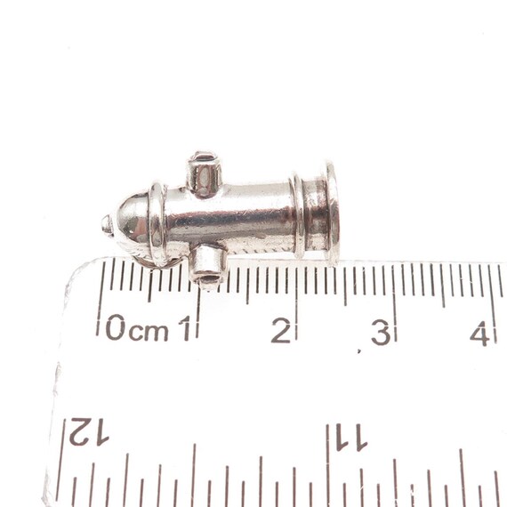 925 Sterling Silver Vintage Fire Hydrant Oxidized 3D Charm Pendant View 3