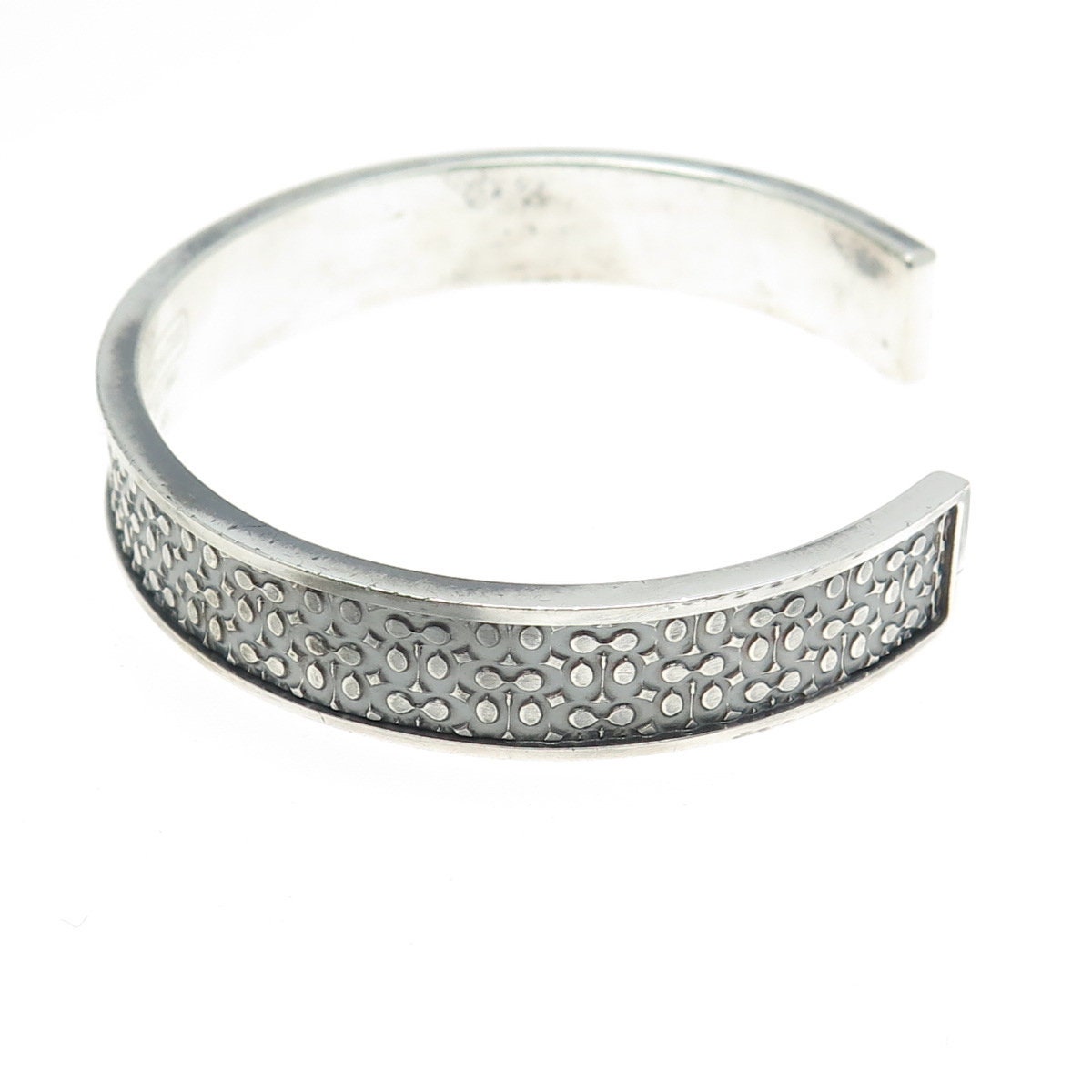 COACH 925 Sterling Silver Vintage Signature Logo Adjustable Cuff 