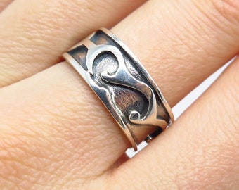 925 Sterling Silver Vintage Ornate Band Ring Size 7.5 - Etsy