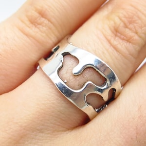 925 Sterling Silver Vintage Modernist Band Ring Size 6.5
