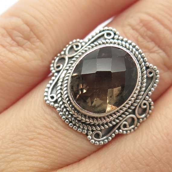 Smoky quartz ring sterling silver deals