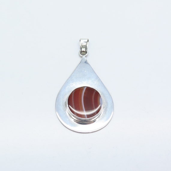 925 Sterling Silver Vintage Israel Real Agate Gem… - image 4