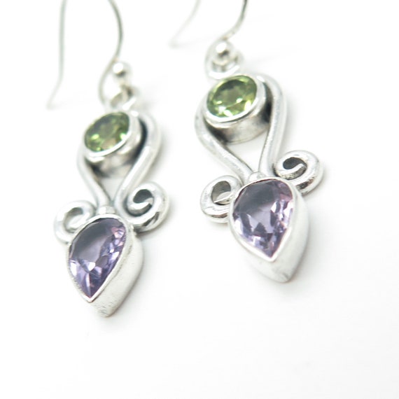 925 Sterling Silver Vintage Real Amethyst and Per… - image 5
