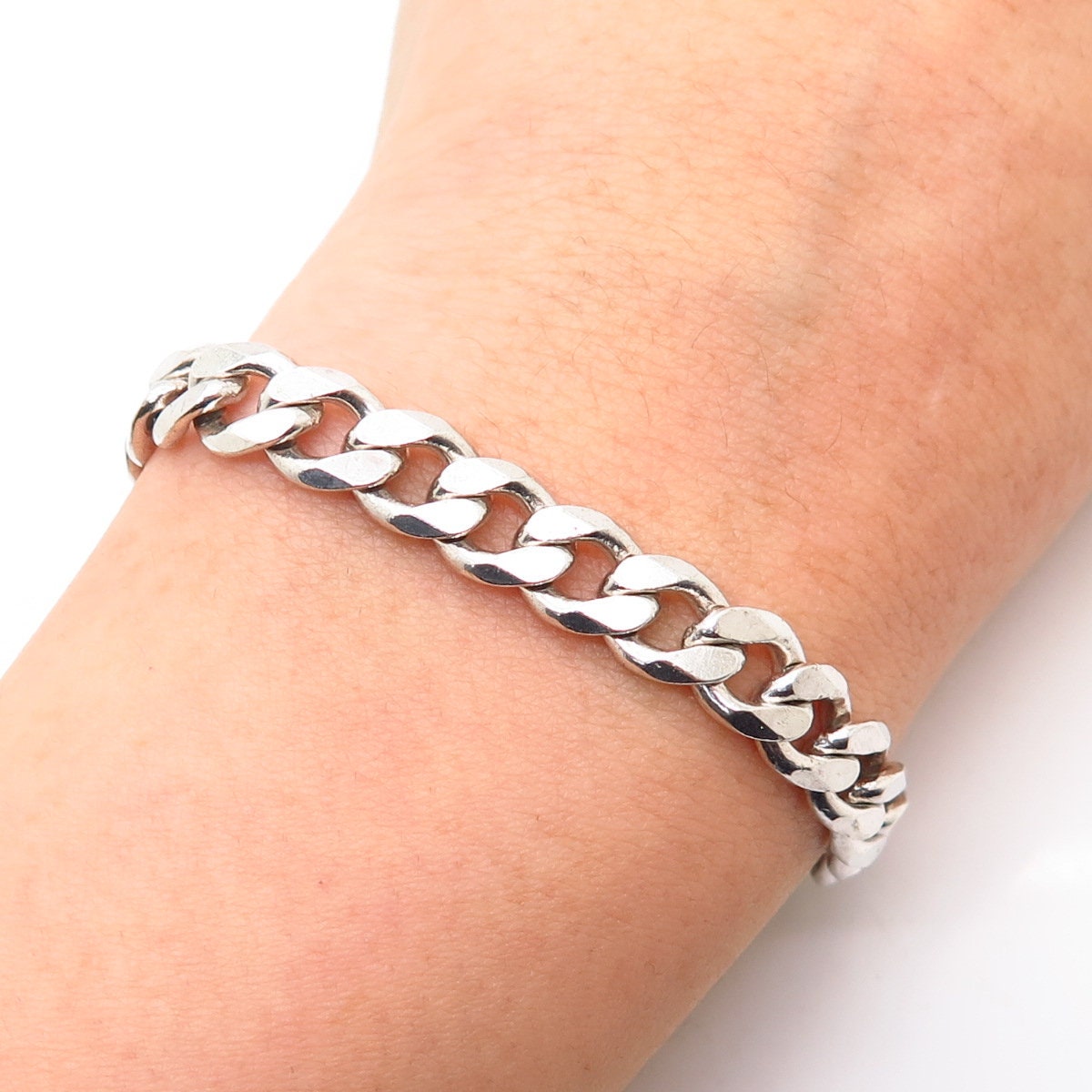 925 Sterling Silver Italy Cuban Link Bracelet 8.5