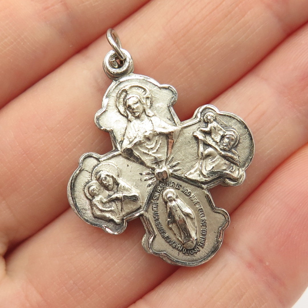 925 Sterling Silver Vintage Double 4-way Cross Religious Theme - Etsy