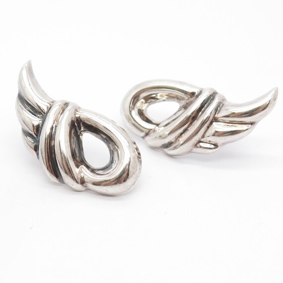 925 Sterling Silver Vintage Mexico Knot Earrings - image 5