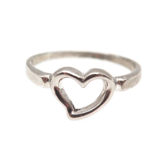 925 Sterling Silver Open Heart Ring Size 9 View 3