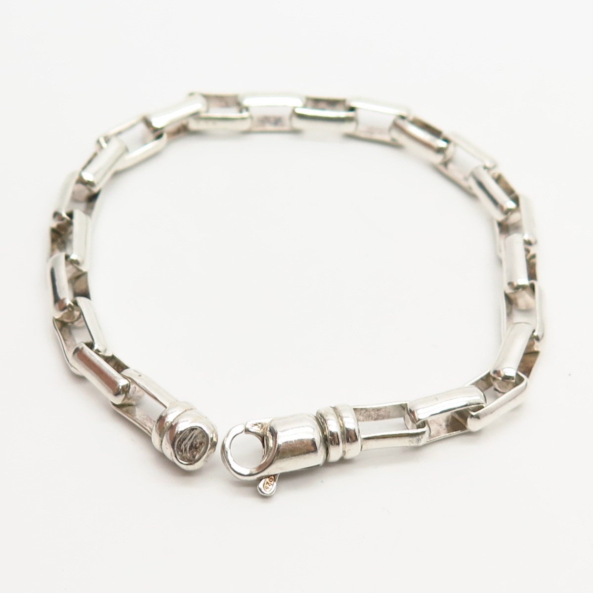 925 Sterling Silver Elongated Box Link Bracelet 6 3/4 | Etsy