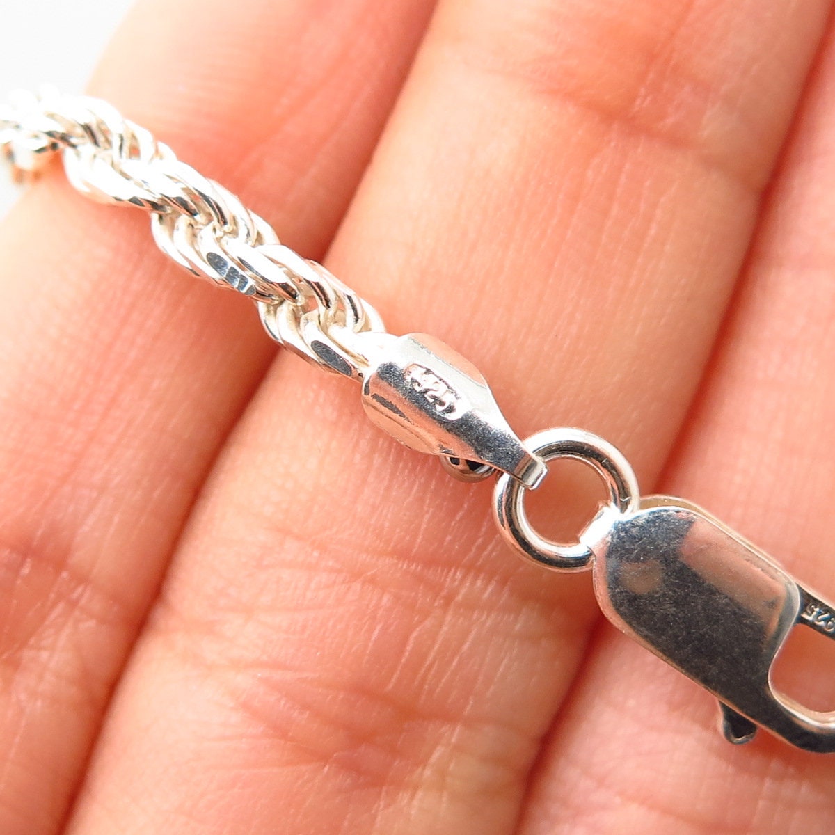 925 Sterling Silver Italy Twisted Rope Chain Necklace 18 Etsy UK