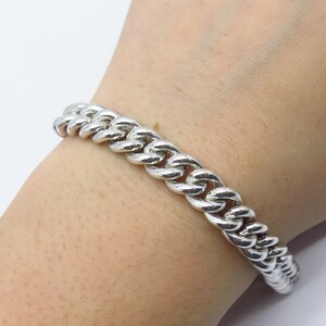 925 Sterling Silver Vintage Cable Link Bracelet 7&quot;