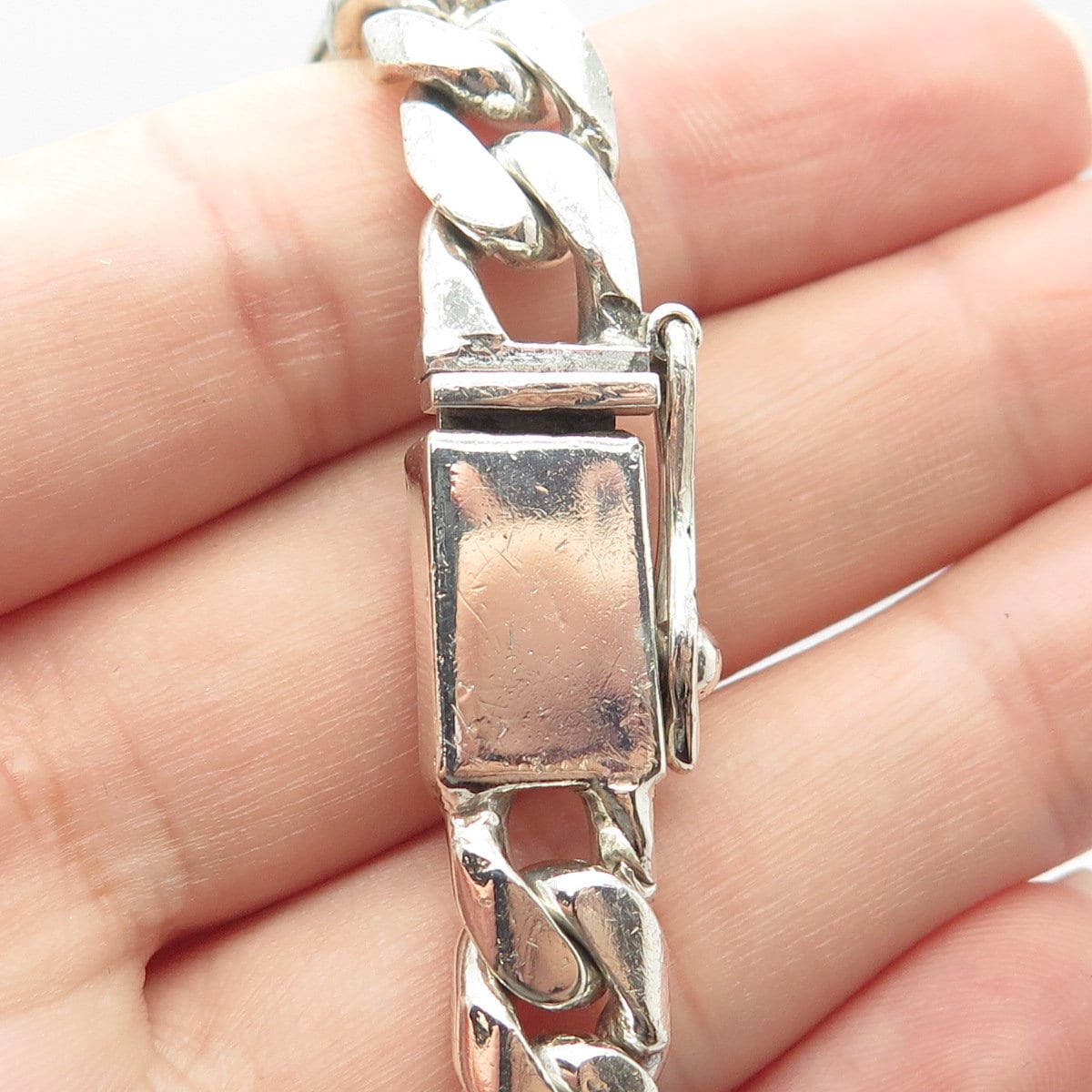 925 Sterling Silver Vintage Mexico Figaro Link Bracelet 8.5