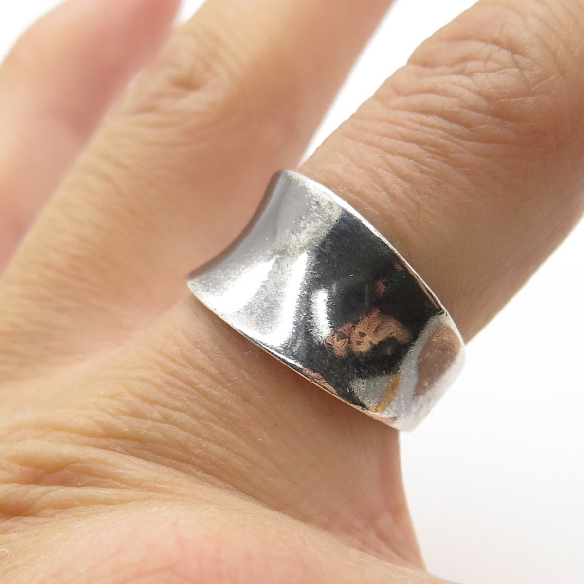 HAN 925 Sterling Silver Vintage Modernist Oxidized Ring Size
