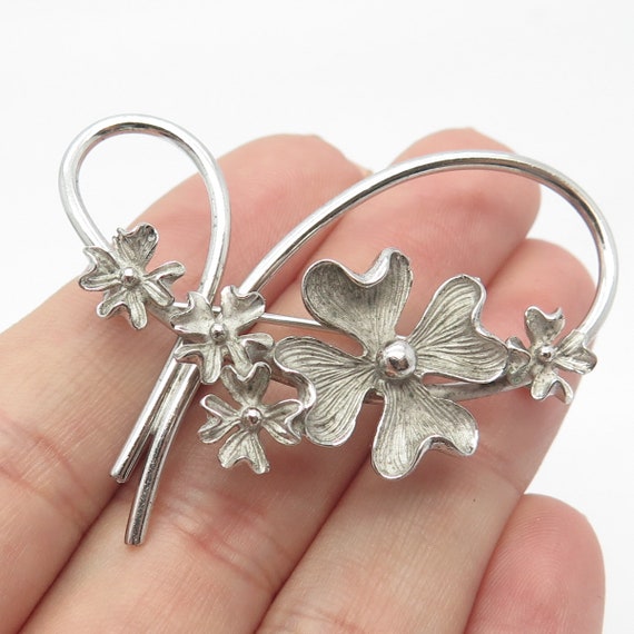 925 Sterling Silver Vintage Beau Floral Pin Brooch - Etsy display picture 2