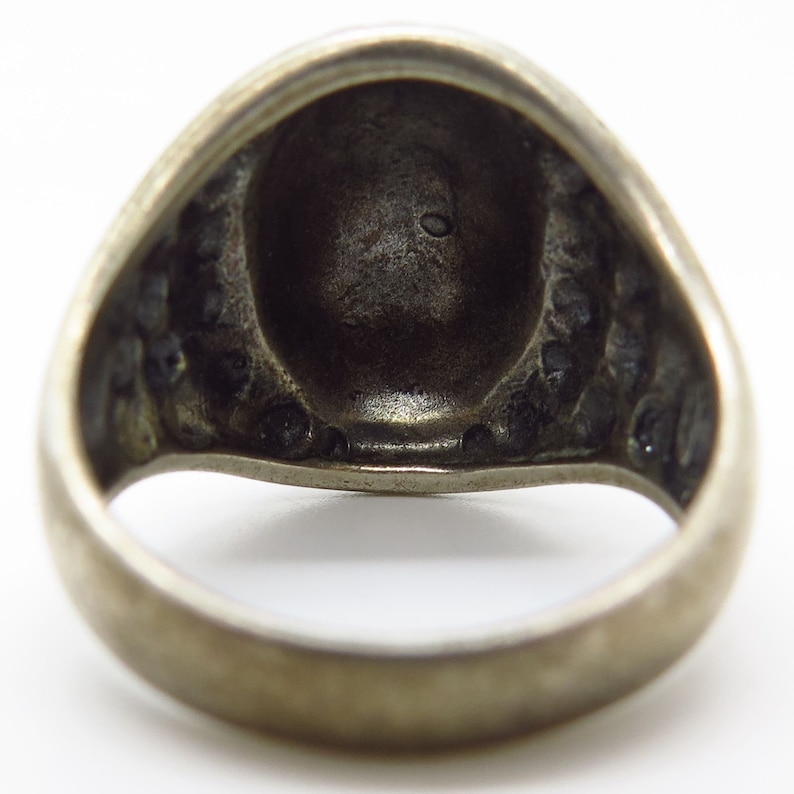 Vtg 925 Sterling Silver Marcasite Gemstone Wide Granulated Ring Size 8