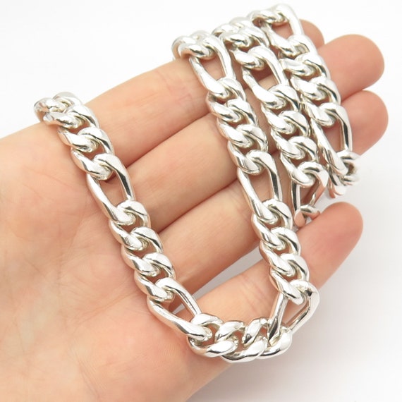 925 Sterling Silver Vintage Mexico Thick Heavy Figaro Chain - Etsy