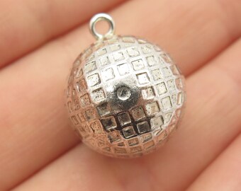 925 Sterling Silver Vintage Textured Ball Hollow Charm Pendant