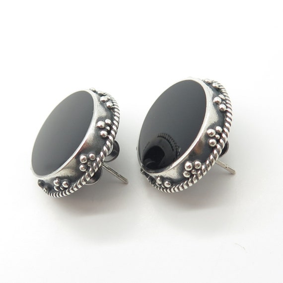 925 Sterling Silver Vintage WOODS Real Black Onyx… - image 6