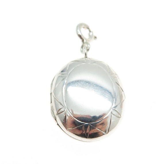 925 Sterling Silver Vintage Sun Oval Locket Charm… - image 4