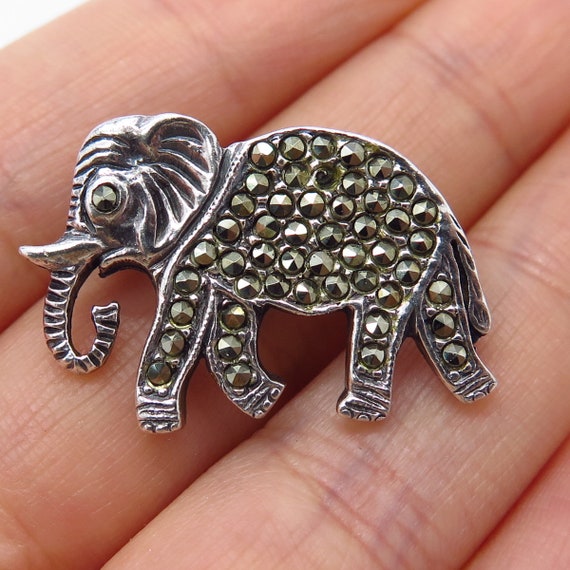 Broche Ancienne En Argent Massif Et Marcassite - Poids 11 G - Occasion Vintage
