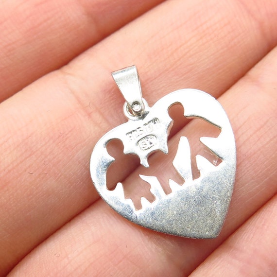 925 Sterling Silver Vintage "Family" Heart Cutout… - image 2