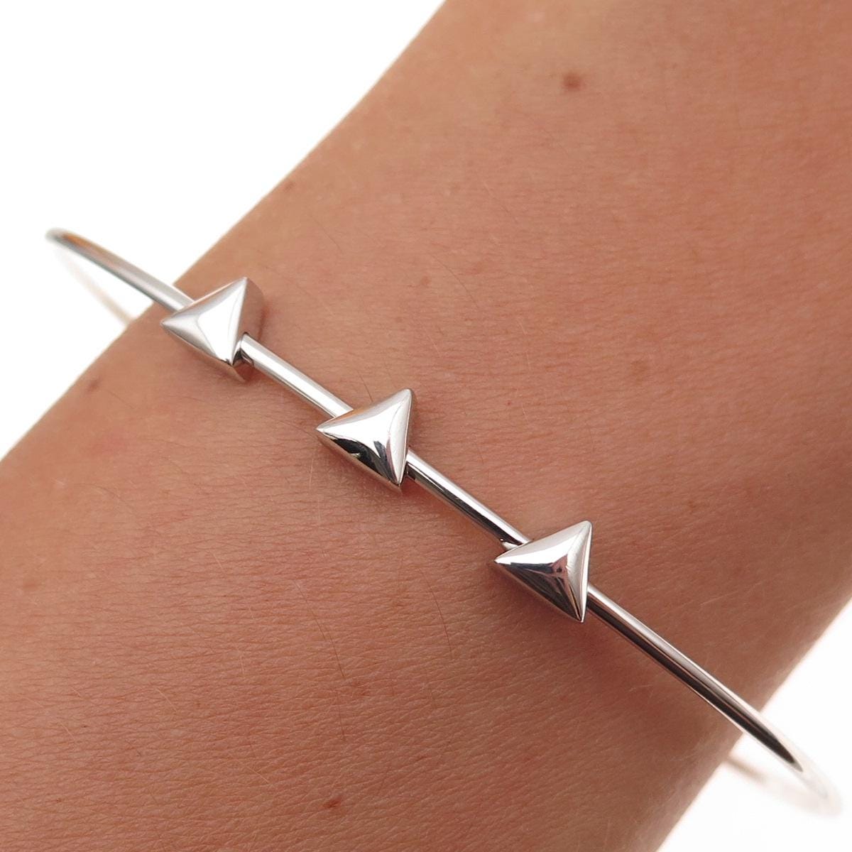 Silver Triangle Cuff Bracelet - Etsy