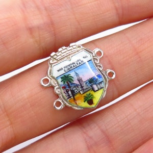 800 Silver Vintage Enamel &quot;War Memorial Gibraltar&quot; Centerpiece Pendant