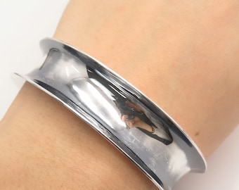925 Sterling Silver Vintage Mexico Los Ballesteros Concave Bangle Bracelet 8.25"