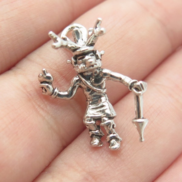 925 Sterling Silver Vintage Indian Kachina Tribal Charm Pendant