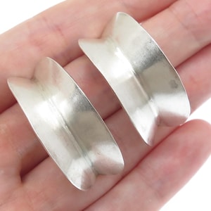 925 Sterling Silver Vintage Modernist Half Hoop Earrings